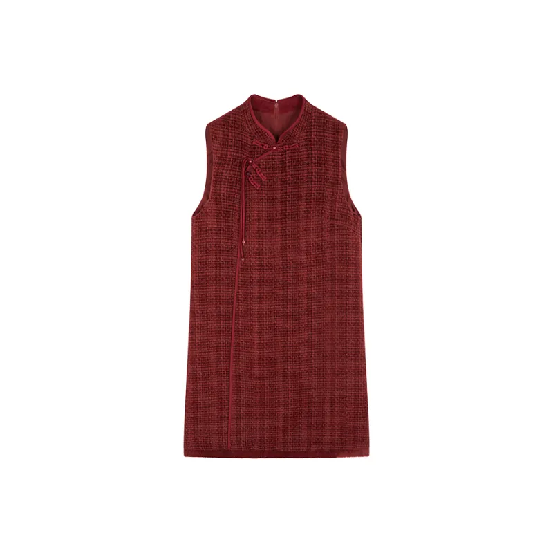 Mo Han Yi Mei Sleeveless Dress Women's Burgundy-0