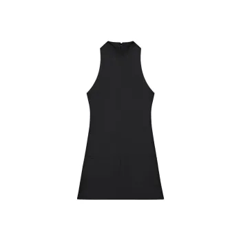 COURREGES Sleeveless Twill A Line Dress 'Black'