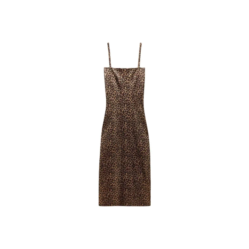 ZARA Slip Dresses Women's Leopard Print-0