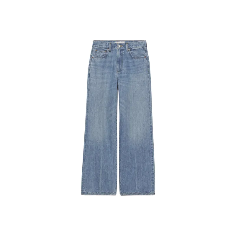 ARITZIA Denim Forum The Farrah Hi-Rise Wide Jean Jeans Women's Vintage Blue Crisscross Linen-0