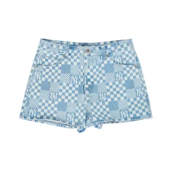 MLB Old Flower Denim Shorts Women's Light Blue