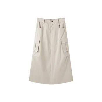 LEDIN Casual Long Skirts Women's Beige Camel