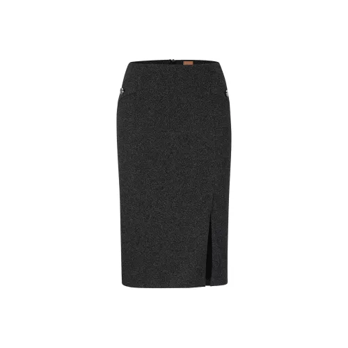 HUGO BOSS Slm-FltPencil SkIrtWlth Front Casual Short Skirts Women's Gray