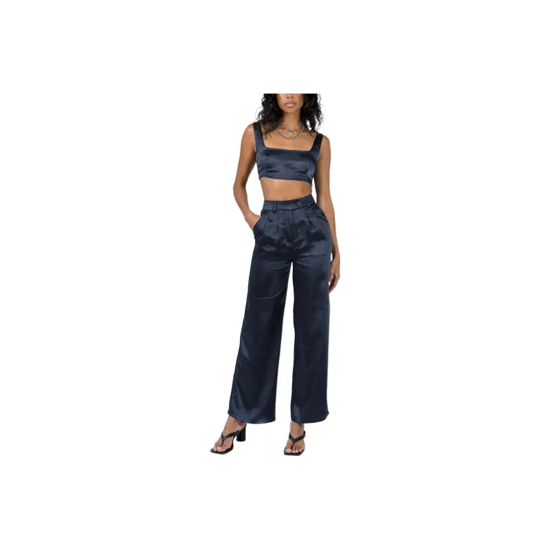 PRINCESS POLLY HUXLEY SATIN SET Casual Suit Women's NAVY/Marine Blue-0