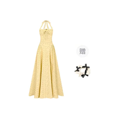TORIGHT Slip Dress Women's Yellow+Bowknot Hair Tie Comes With