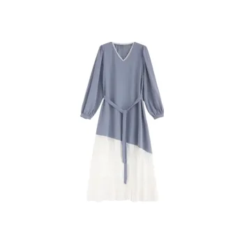 FEIERDAOSHANGDEMAO Long Sleeved Dresses Women's Blue