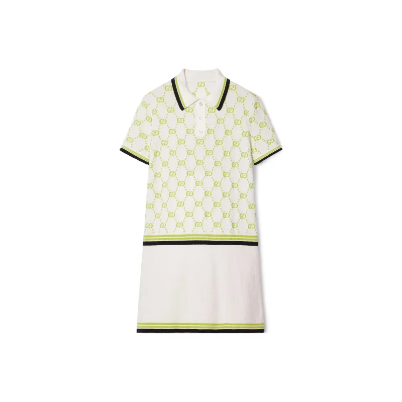 GUCCI FW24 Lido Short Sleeved Dresses Women's Ivory White-0