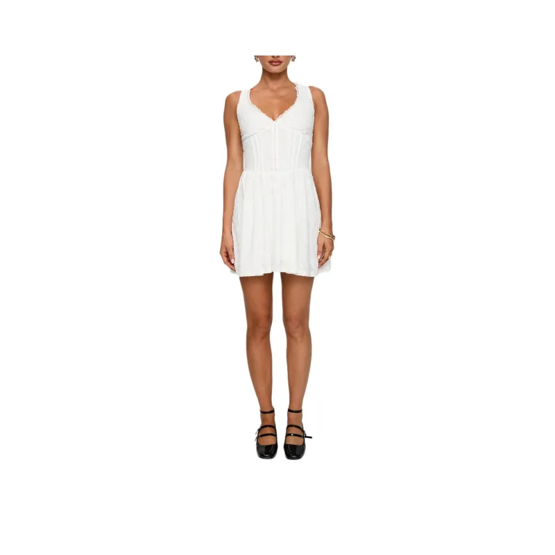 PRINCESS POLLY Loveluck Lace Mini Dress Sleeveless Dress Women's WHITE/White-0