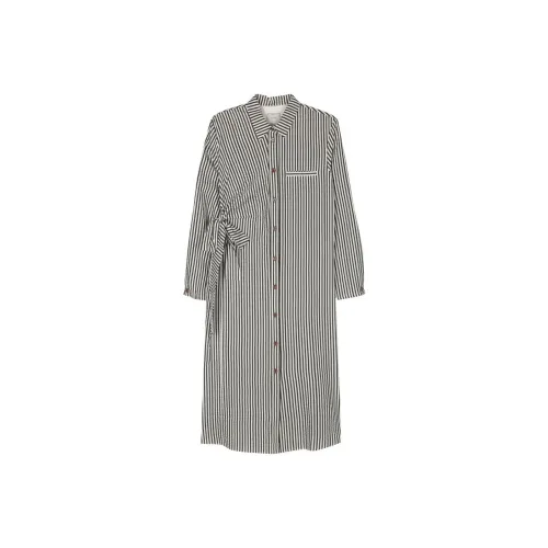 ALYSI Striped Seersucker Midi Dress