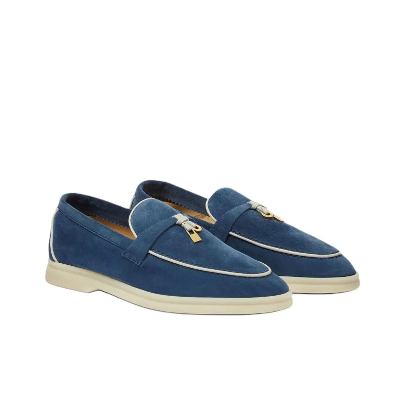 Loro Piana Summer Charms Walk Loafers Women's Blue-1