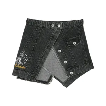 LALABOBO Denim Short Skirts Women's Black Denim