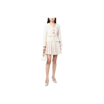 Self portrait Pleated Metallic Bouclé Jacket Minidress