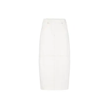 Brunello Cucinelli High Waist Straight Hem Midi Skirt