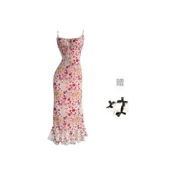 TURN UP Slip Dress Women's Pink+Bowknot Hair Tie Comes With