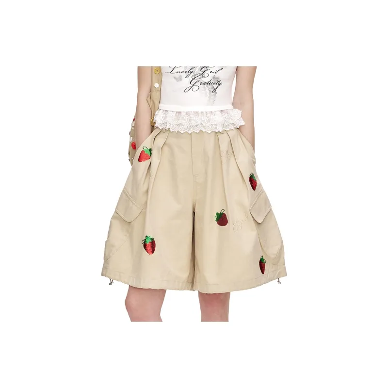 ELF SACK Casual Shorts Women's Strawberry Khaki-0