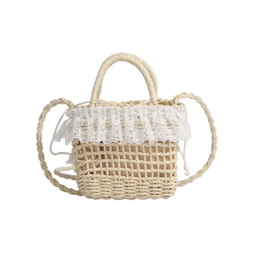 YZUE Woven Crossbody One Shoulder Handbag Women's White/Brown