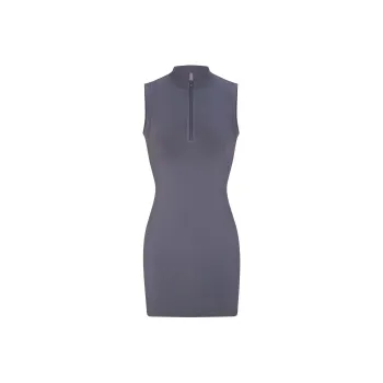 SKIMS NEW VINTAGE ZIP UP SLEEVELESS MINI DRESS Sleeveless Dress Women's STEEL BLUE/Steel Blue