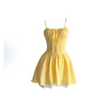 SECFLY OFFICIAL Slip Dress Women's Yellow