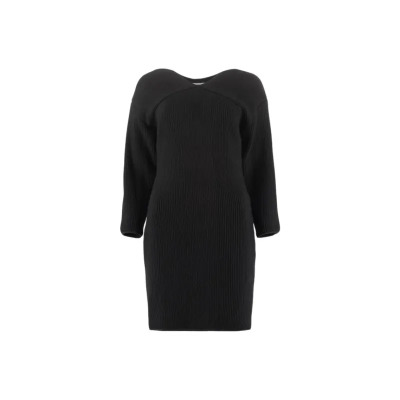 RODEBJER Ribbed knit V neck Dress-0