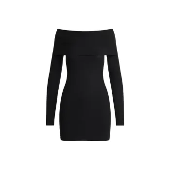 SKIMS SS25 SOFT LOUNGE OFF THE SHOULDER MINI DRESS Long Sleeved Dresses Women's ONYX/Onyx
