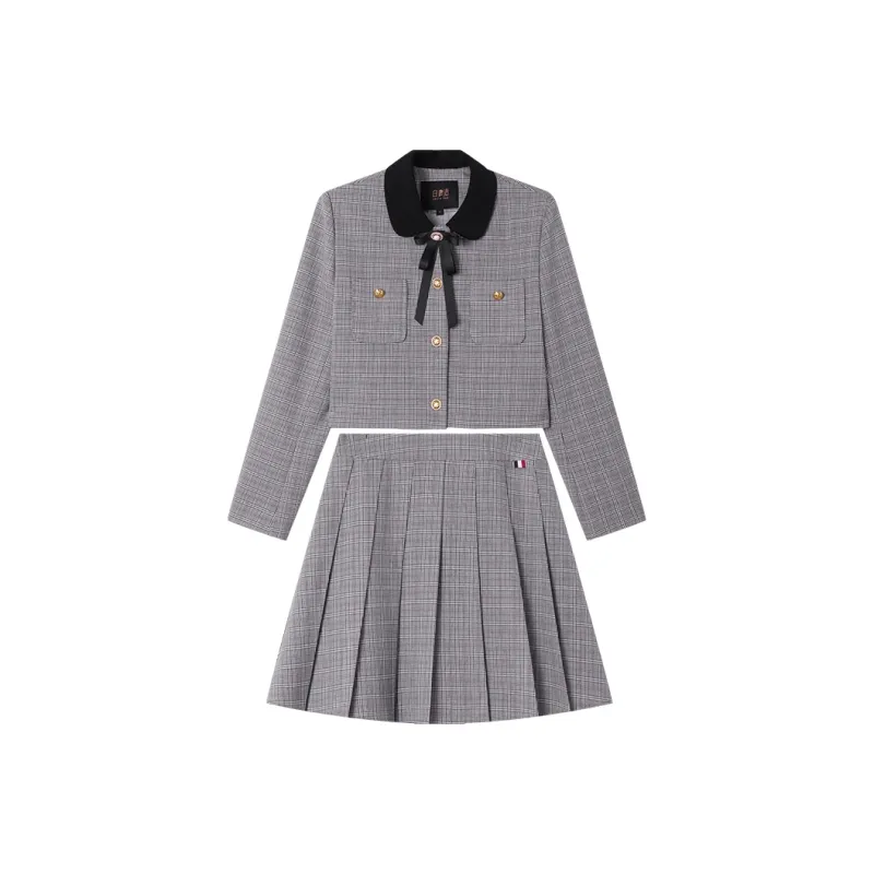 LOUISY AO Skirt Set Women's Gray Plaid-0