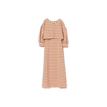 Beams Gingham Check Layered Dress Skirt Set Women's