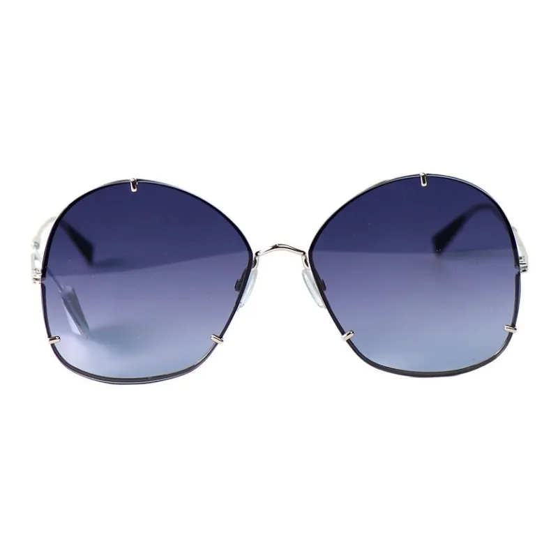 MaxMara Metal Irregular Shape Sunglasses Unisex Silver-1
