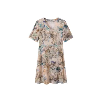 H YXIANG Short Sleeved Dresses Women's Luminous Leaf Silhouette