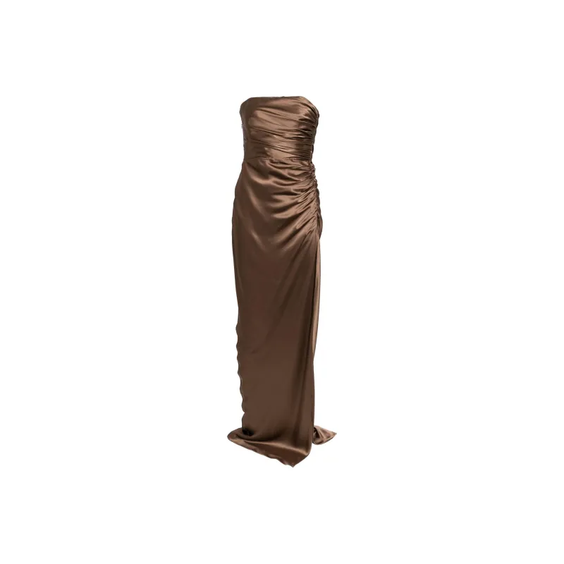 Michelle Mason Strapless Gathered Silk Gown-0