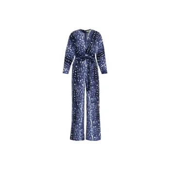 DVF Diane Von Furstenberg All Over Patterned V Neck Jumpsuit