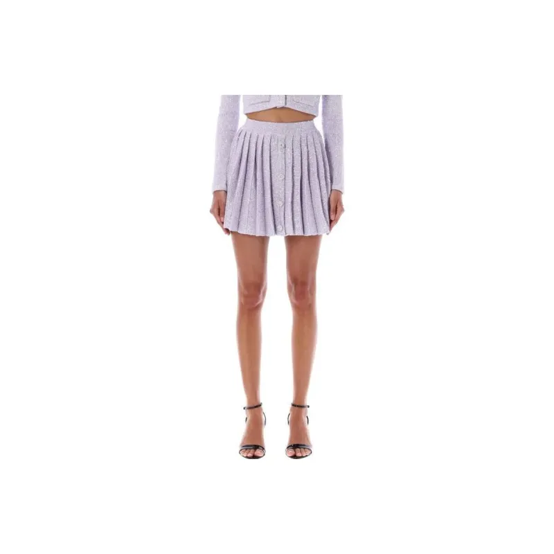 Self portrait Sequin Pleated Knit Skirt-2