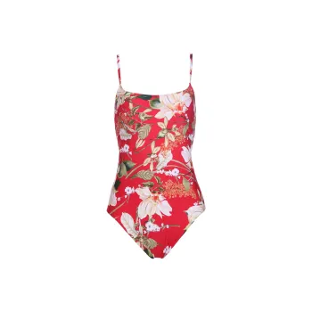 Selmark One Piece Swimsuits Women's Red With Print