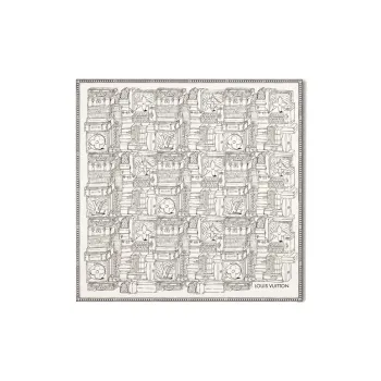 LOUIS VUITTON Silk Scarves Women's Black White