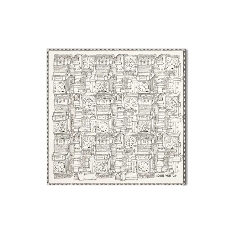LOUIS VUITTON Silk Scarves Women's Black White-0