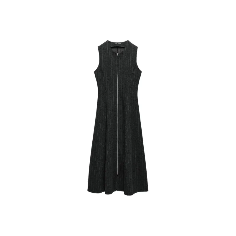 ZARA Sleeveless Dress Women's Grey / Beige-0