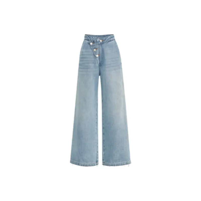Short Sentence Jeans Women's Light Blue-0