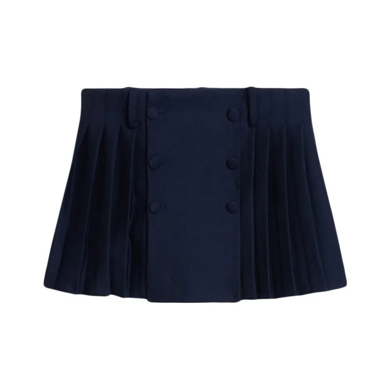 AMIPARIS Pleated Wool Miniskirt-0