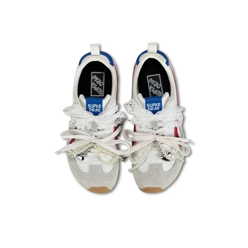 LuzaoT SUPER DRAG Low Top Casual Shoes Women's White Red-3