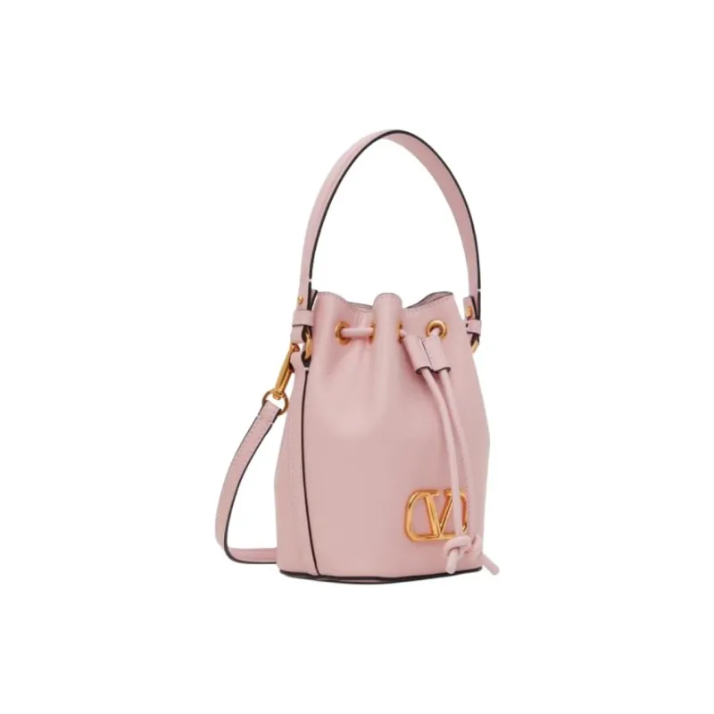 Valentino VLogo Signature Blended Material Bucket Bag, Shoulder Bag, Crossbody Bag, Handbag Mini Women's Nude Pink-1
