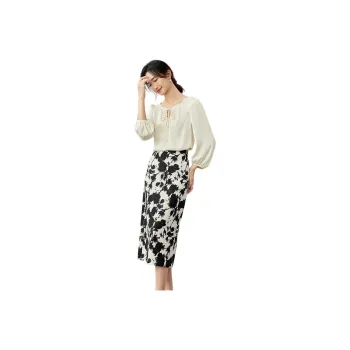 SENTUBILA Two Piece Skirt Sets Women's Apricot With Multicolor