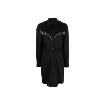 PINKO Embroidered Cotton Shirt Dress