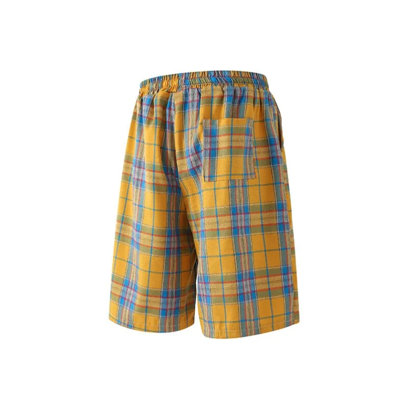 MXDT Casual Shorts Unisex Yellow Plaid-1