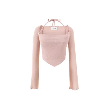 NOT YOUR ROSE Scarf Bolero Set Pink Casual Suit Women's Pink/Pink