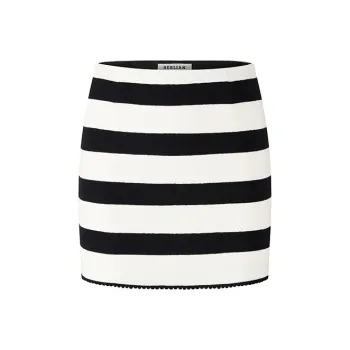 HERLIAN Casual Short Skirts Women's Black White Stripes