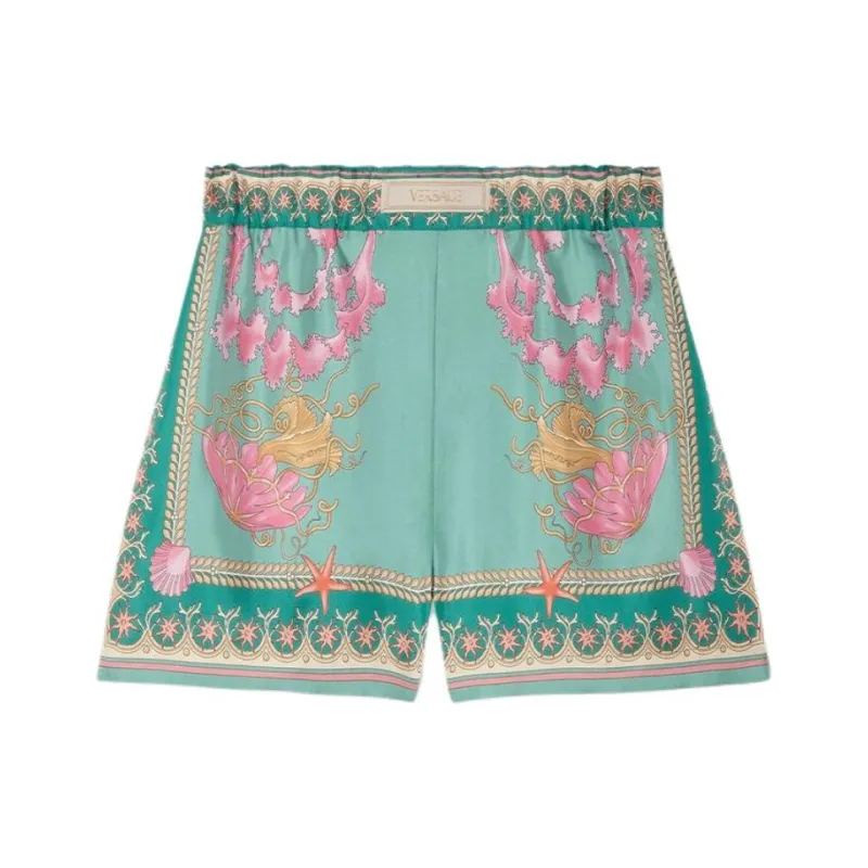 VERSACE Underwater Barocco Silk Shorts-0