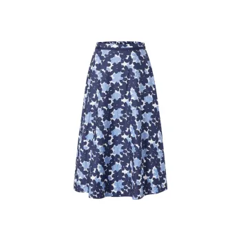 JZ. ANNAKRO Casual Long Skirt Women's Flower Dark Blue