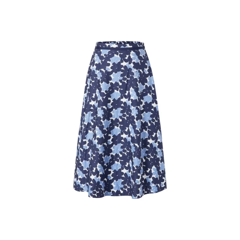 JZ. ANNAKRO Casual Long Skirt Women's Flower Dark Blue-0