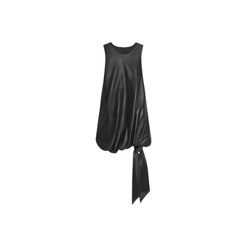 Helmut Lang Leather Puffball Minidress-0