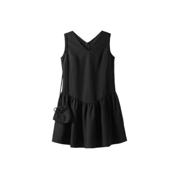 Fstudio Korean Style Petite V Neck Elegant Solid Color Sleeveless Dress Women's