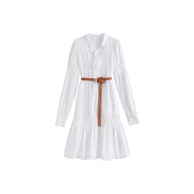 Shuhao Bai Long Sleeved Dress Women's White-0